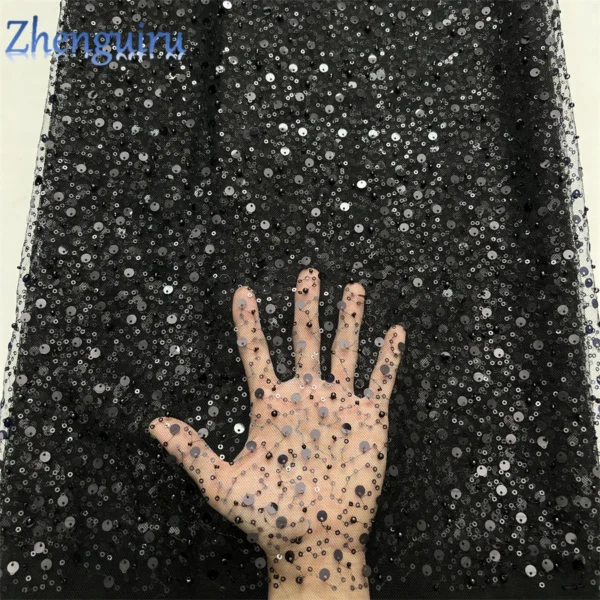 African Heavy Silver Sequins High Quality Lace