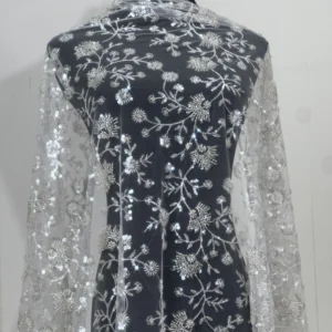 2025 Zhenguiru Luxury African French Tulle Lace Fabric 2024 High Quality Beaded Nigerian Sequins Lace Fabric for Wedding Dress