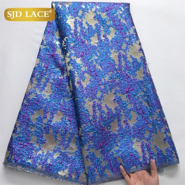 SJD LACA African Brocade Lace Damask Lace Fabrics 2025 High Quality Nigerian Jacquard French For Sewing Women Party Dresses 4115